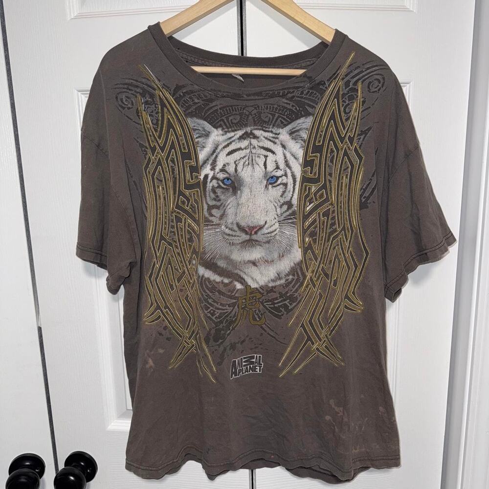 Y2k 2000s animal planet tiger graphic baggy t-shirt size xl